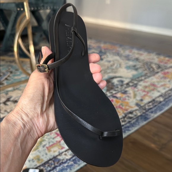 Black Minimalist Sandals with Ankle Strap - Picture 1 of 7